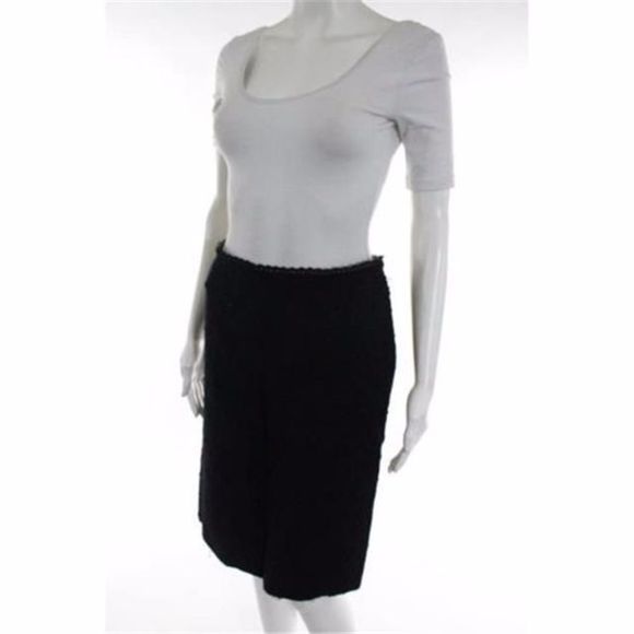 Prada Black Lace Trim Pilled Stitch Midi Skirt - Picture 4 of 8
